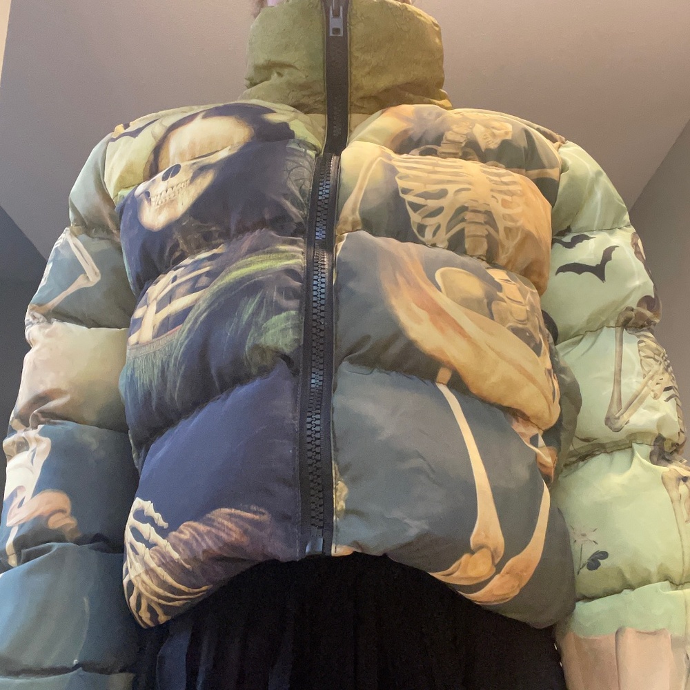 GREEN SKELETON PUFFER JACKET